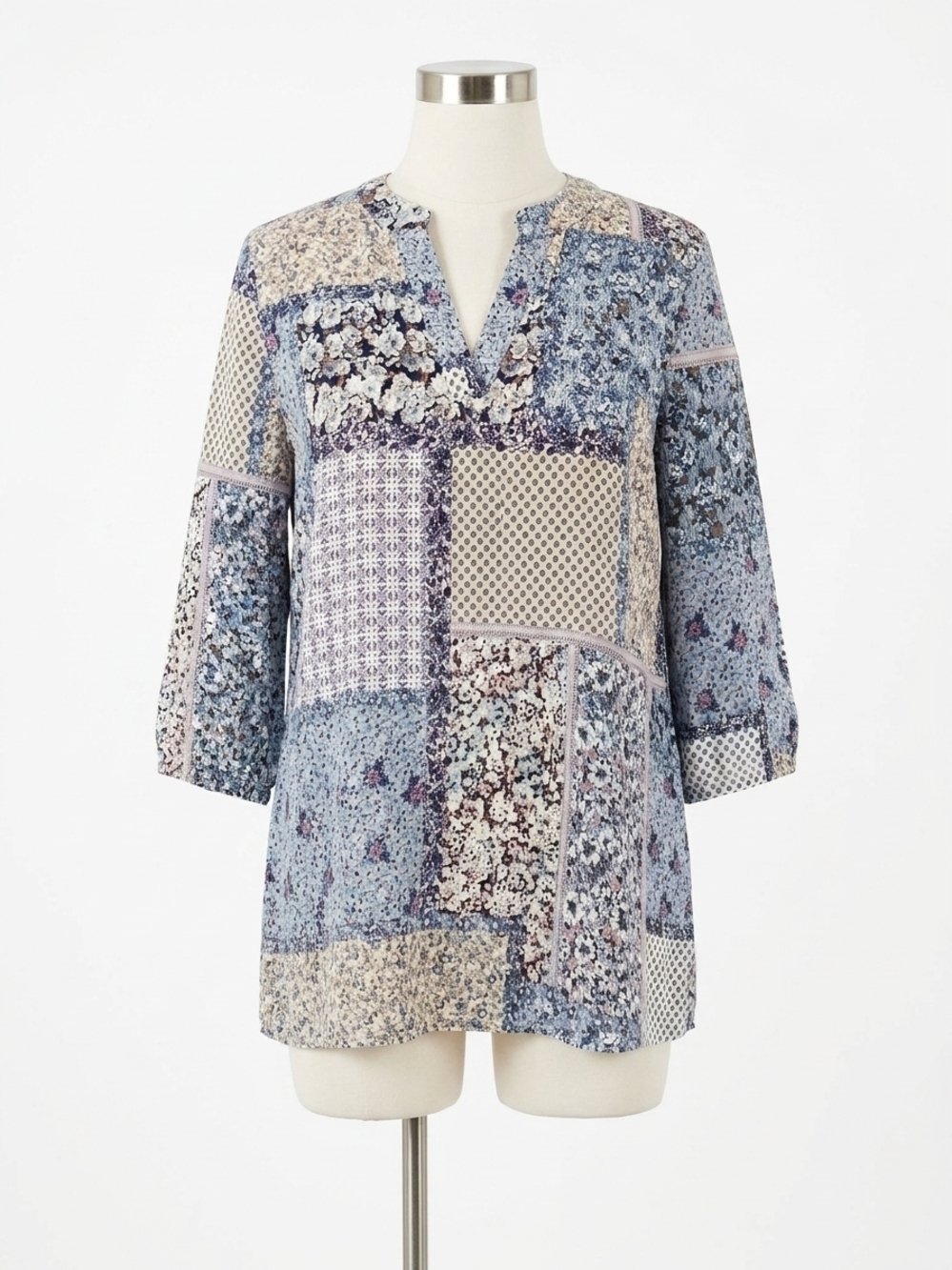 NEW HONEYME plaid gabby tunic top in blue multi